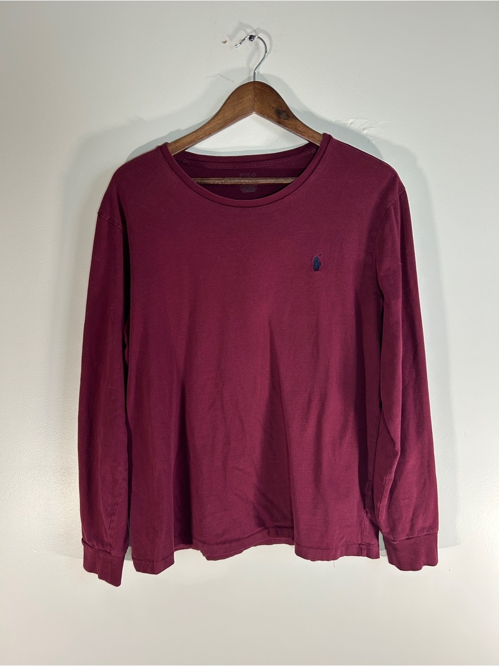 Ralph Lauren Burgundy Long Sleeve Crewneck with Navy Pony